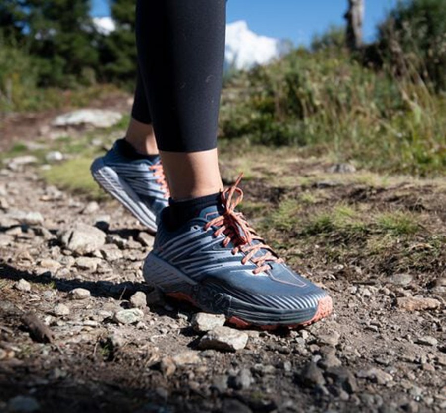 Chaussure Trail Hoka One One Speedgoat 4 Femme - Bleu Marine/Blanche - FNZ-809721